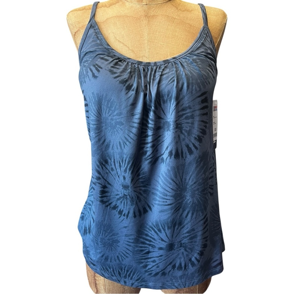 32 Degrees Blue Tie-Dye Tank Top Built-Bra NWT XS